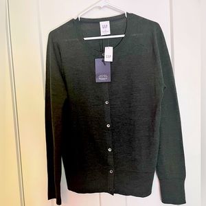 Gap Washable Merino Cardigan, L/T, forest green, NWT